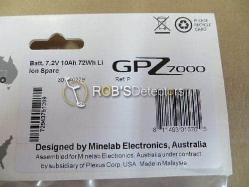 Minelab GPZ 7000 Replacement 7.2v 10ah (72wh) Li-Ion Battery