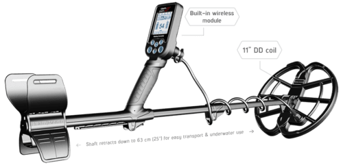 Nokta Simplex+ WHP Waterproof Metal Detector with 11″ DD Coil and Wireless Heaphones